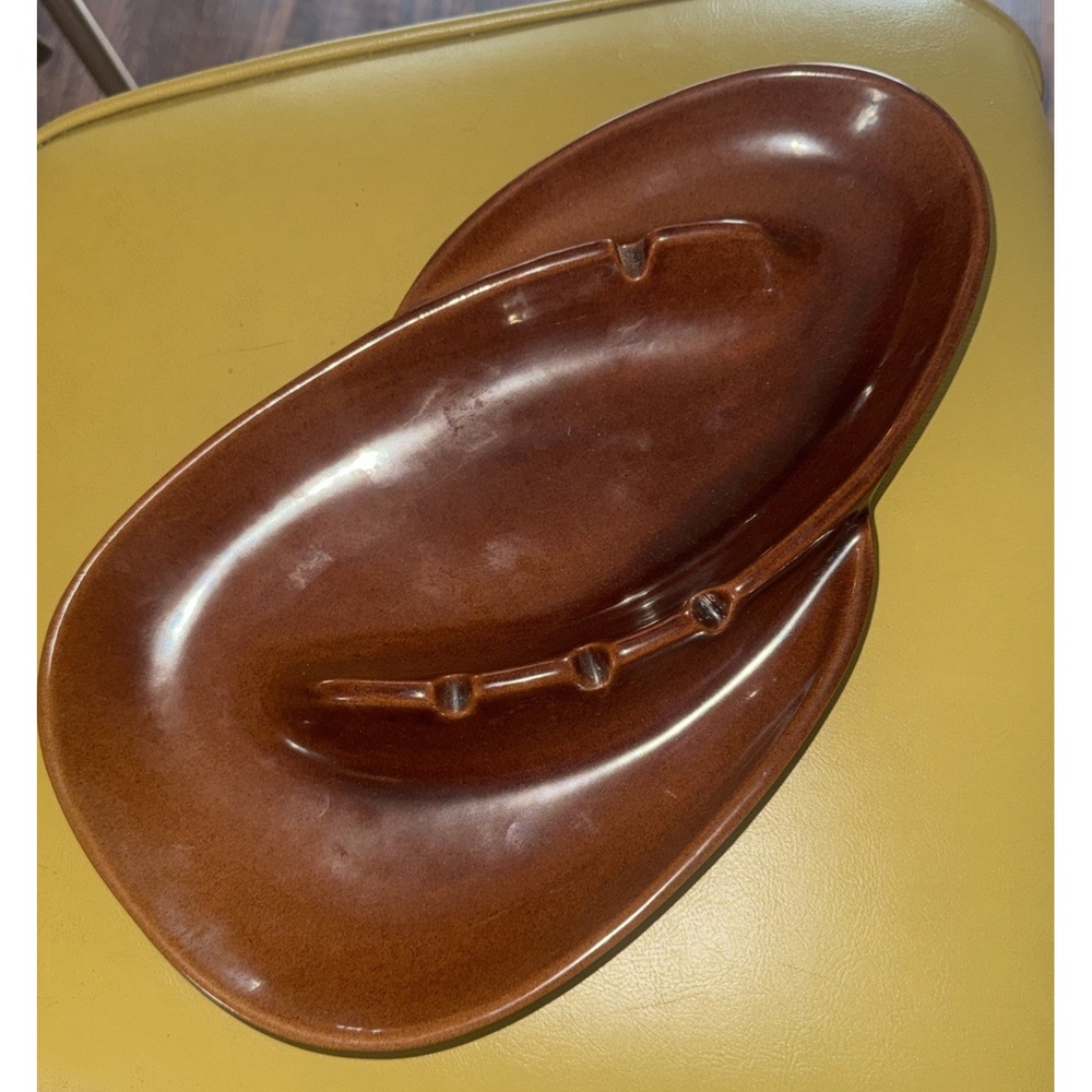 Frankoma Ashtray F203 Pottery Mid Century Modern Cigarette Asymmetrical VTG Prop